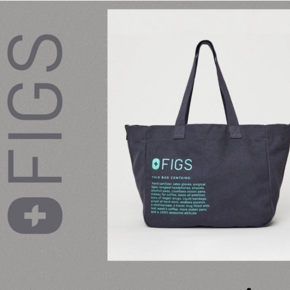 Figs Handbags - FIGS Charcoal Canvas Tote